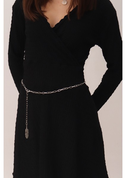 Pınkmark Kadın Gümüş Kartal Tüyü Ayarlanabilir Zincir Kemer PMKM25797