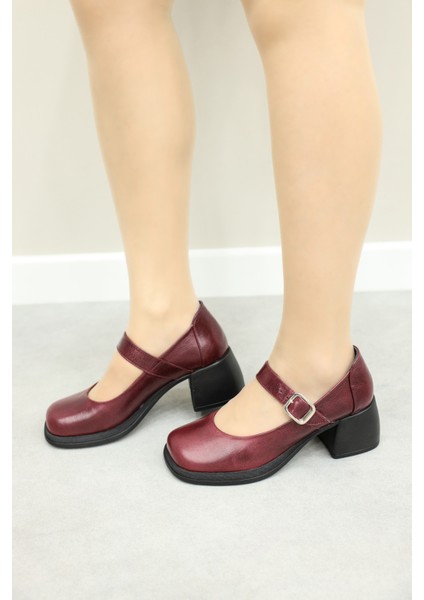 Deri Kadın Kalın Topuklu Ayakkabı 217ZA880-03
