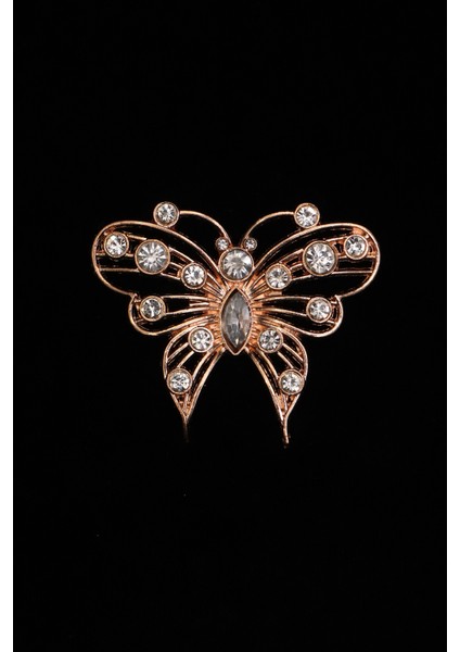 Pınkmark Kadın Gold Zirkon Taşlı Kelebek Iğneli Yaka Süsü Broş PMBRS25702 modelleri