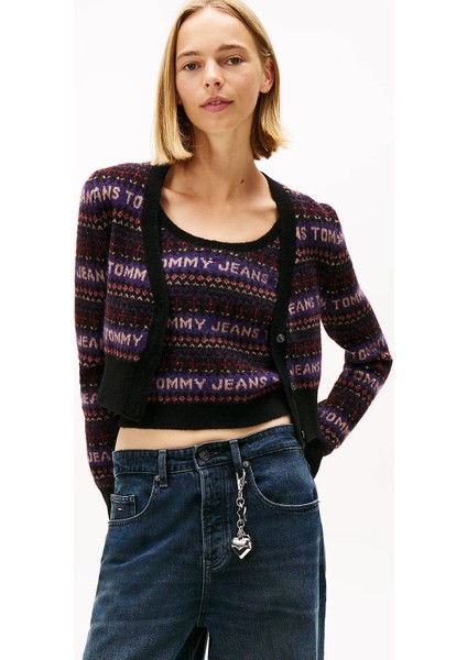 Tjw Fairisle Desenli Kadın Siyah Kazak DW0DW21691BDS