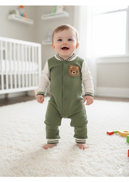 Ayıcık Desenli Kolej Yaka Bebek Tulumu - %100 Pamuk modelleri