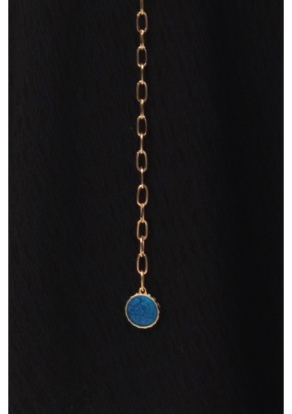 Pınkmark Kadın Gold Mavi Mineli Yuvarlak Ayarlanabilir Zincir Kemer PMKM25792