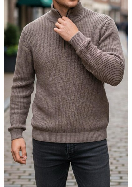 Nex Yarım Fermuarlı Dik Yaka Kalın Erkek Kazak fiyatları