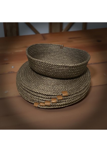 7 Parça Kahve Jüt Supla / Amerikan Servis Lux Sunum Tabak Altlığı