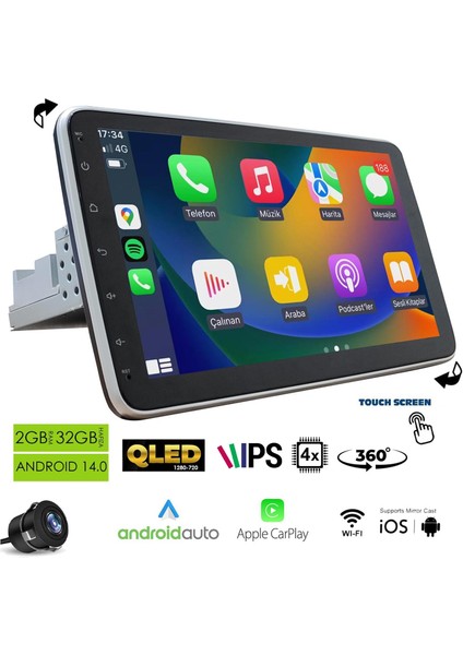 MD-208 Tablet Multimedya Android 10 Inç Universal 2+32GB Oynar Başlık 4 Çekirdek