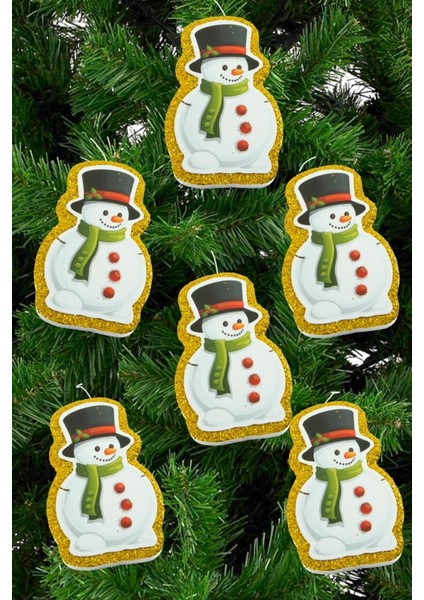 6 Adet Kardan Adam Simli Yılbaşı Ağaç Süsü 10 cm fırsatları