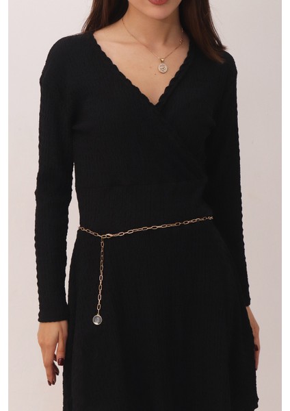 Pınkmark Kadın Gold Gri Mineli Yuvarlak Ayarlanabilir Zincir Kemer PMKM25793