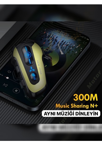 300 mt 2 Eşleşmeli Müzik Paylaşımlı Gürültü Engelleme Özellikli Intrcom Kask Kulaklık Su Geçirmez N3 fırsatları