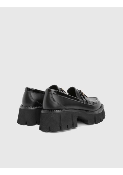 Anto Hakiki Rugan Deri Kadın Siyah Loafer Ayakkabı