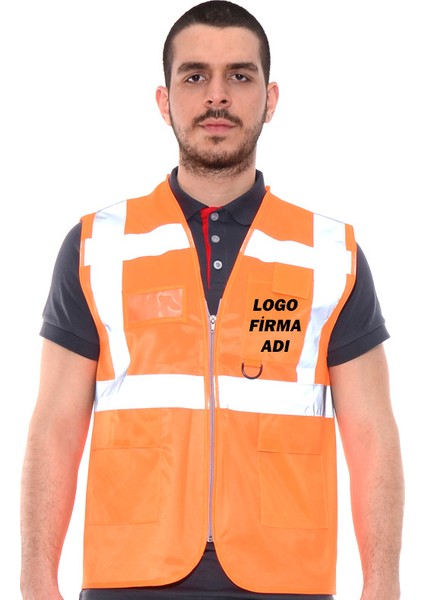 Baskılı Mühendis Yeleği Turuncu modelleri