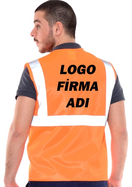 Baskılı Mühendis Yeleği Turuncu fırsatları