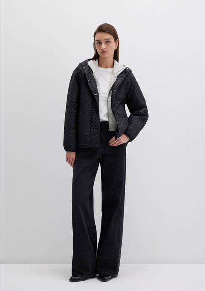 Kapüşonlu Kapitone Siyah Ceket 1110460-900 modelleri