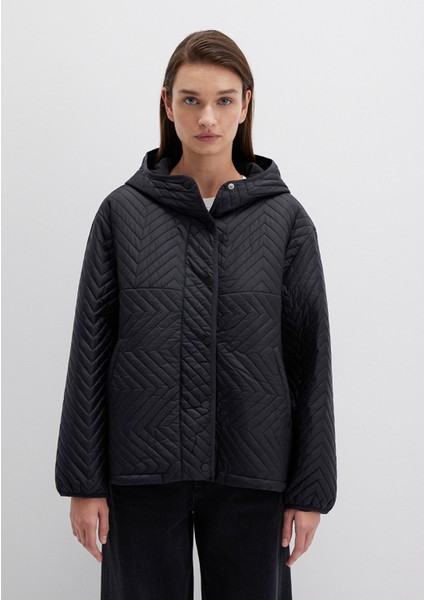 Kapüşonlu Kapitone Siyah Ceket 1110460-900 fırsatları