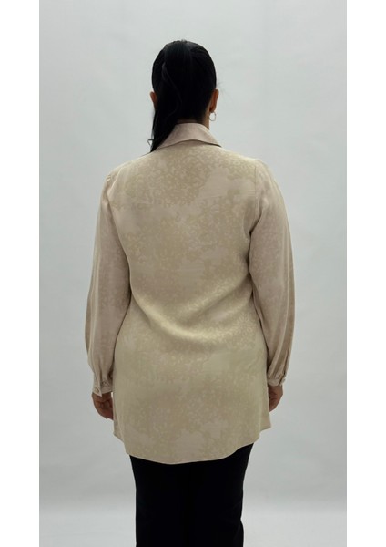 Büyük Beden Düğmeli Inci Detaylı Uzun Kol Oversize Kadın Gömlek fırsatları