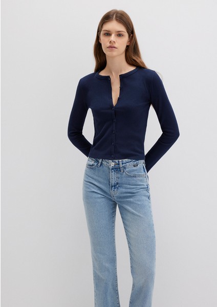 Düğme Detaylı Lacivert Uzun Kollu Tişört 1613330-82318 fiyatları