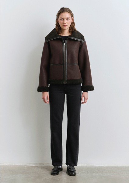 Suni Kürk Detaylı Kahverengi Suni Deri Ceket 1110718-70219 fiyatları