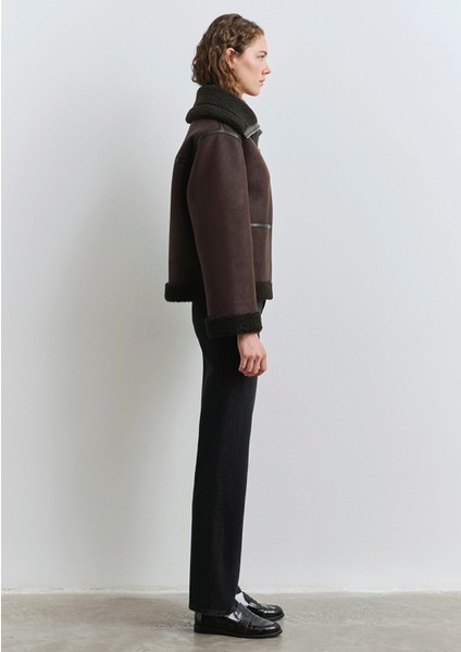 Suni Kürk Detaylı Kahverengi Suni Deri Ceket 1110718-70219 fırsatları