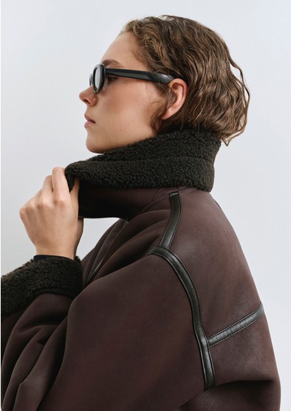 Suni Kürk Detaylı Kahverengi Suni Deri Ceket 1110718-70219 indirimleri