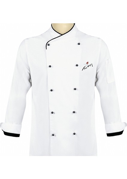 Aşçı Ceket Kruvaze Yaka Beyaz Siyah fiyatları