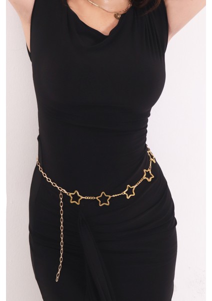 Pınkmark Kadın Gold 5 Yıldızlı Ayarlanabilir Zincir Kemer PMKM25767