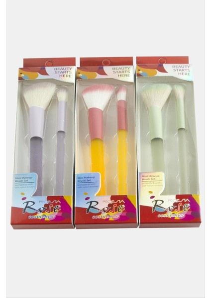 2 Adet Rose Allık ve Far Fırçası