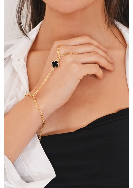 Pınkmark Kadın Gold Siyah Mineli Obje Şahmeran Bileklik 21 cm PMBL25611