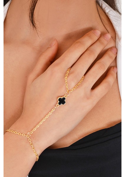 Pınkmark Kadın Gold Siyah Mineli Obje Şahmeran Bileklik 21 cm PMBL25611