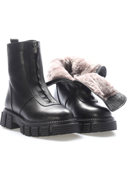 Hakiki Deri Kürklü Kadın Klasik Bot 710KZA6006
