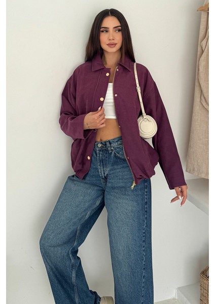 Kadın Fermuarlı Altın Düğmeli Mont– Structured Style indirimleri