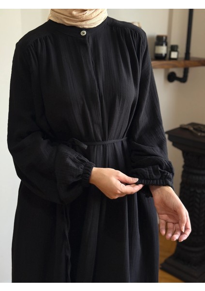 Tam Boy Düğmeli Müslin Ferace 5102 fiyatları