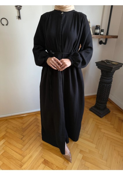 Tam Boy Düğmeli Müslin Ferace 5102 fırsatları