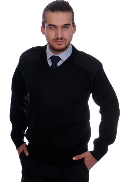 Güvenlik Kazak Erkek V Yaka Siyah Medium fırsatları