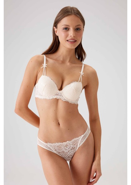 Kadın Siyah 4030 Madrid Balenli Desteksiz Dantelli Sütyen Takım