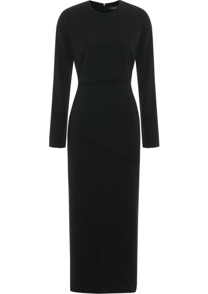 Asimetrik Detaylı Midi Elbise 26W40843