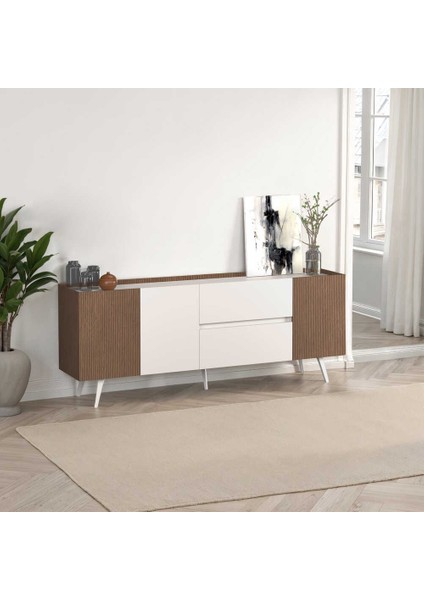 Milano 3 Kapaklı 2 Çekmeceli Konsol Vizon-Zebra 210X80X44 cm
