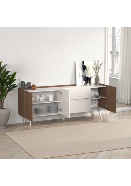 Milano 3 Kapaklı 2 Çekmeceli Konsol Vizon-Zebra 210X80X44 cm fiyatları