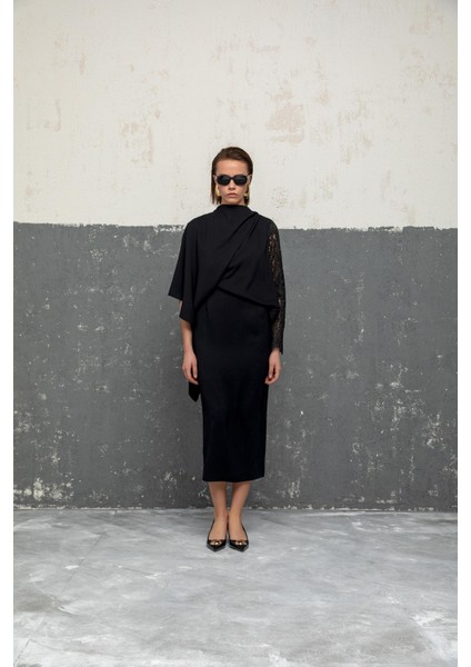 Dantel Kol Detaylı Elbise 26W40831 indirimleri