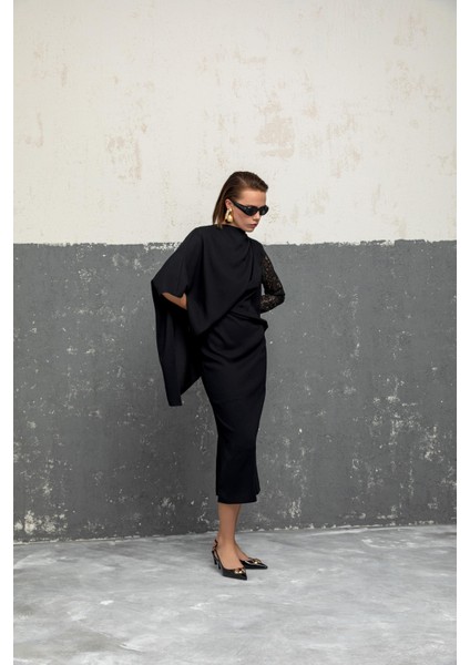 Dantel Kol Detaylı Elbise 26W40831