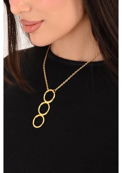 Pınkmark Kadın Gold Üçlü Halka Chokker Kolye 40CM PMKL25617