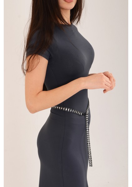 Pınkmark Kadın Siyah Plastik Üzer Yaldızlı Ayarlanabilir Şerit Kemer PMKM25745