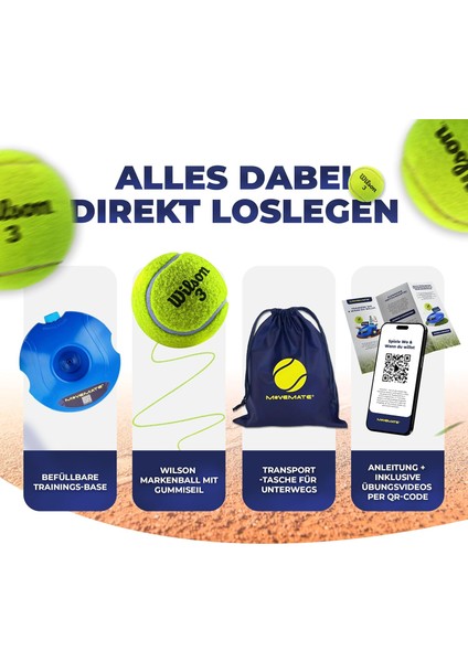 Tenis Antrenman Seti: Wilson® Top Kalitesi, Su Dolum Hazneli ve Taşıma Çantalı Yenilikçi Tekli Tenis Eğitmeni (Çocuk & Yetişkin) modelleri