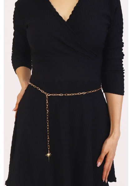 Pınkmark Kadın Gold Kutup Yıldızı Sallantılı Ayarlanabilir Zincir Kemer PMKM25744