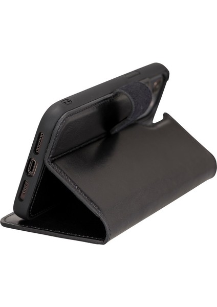 Apple iPhone 12 Pro Max Uyumlu Deri Cüzdanlı Kılıf Rst1 Siyah indirimleri