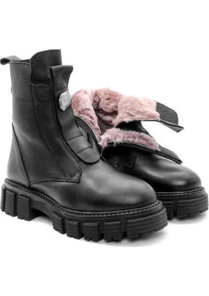 Hakiki Deri Kürklü Kadın Klasik Bot 710KZA6005
