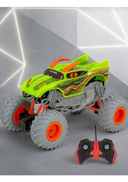 Rc Monster Truck Ejderha Tasarımlı Uzaktan Kumandalı Off-Road Jeep Araba Yeşil