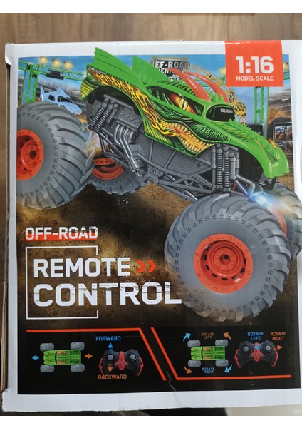 Rc Monster Truck Ejderha Tasarımlı Uzaktan Kumandalı Off-Road Jeep Araba Yeşil