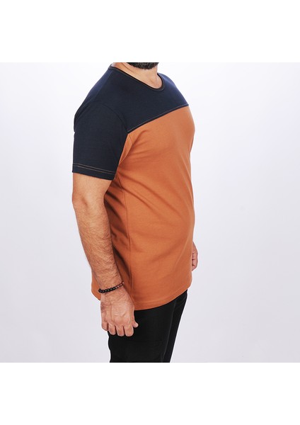 Robalı Tişört Kahve Lacivert