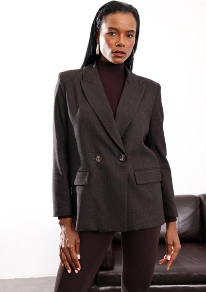 Kahverengi Kruvaze Blazer Ceket 17165 modelleri