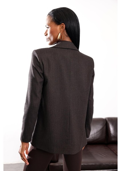 Kahverengi Kruvaze Blazer Ceket 17165