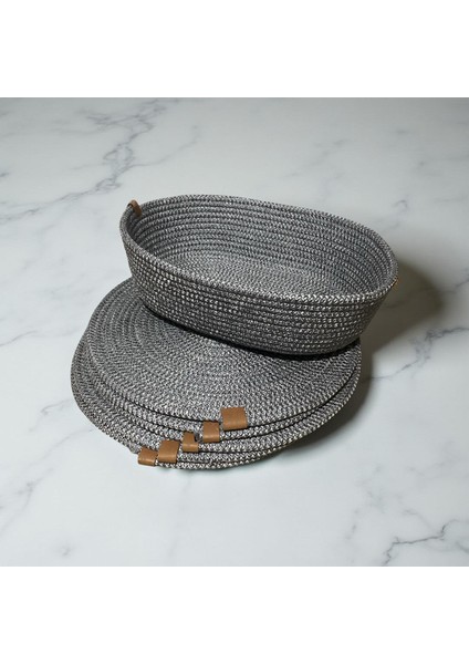 7 Parça Antrasit Jüt Supla / Amerikan Servis Lux Sunum Tabak Altlığı